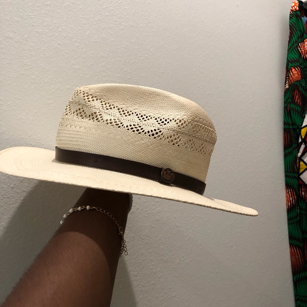 Cream Straw Hat with Brown Band